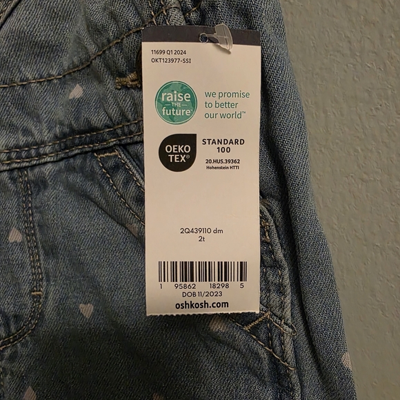 OshKosh Denim Heart Overalls 2T - Picture 5 of 5